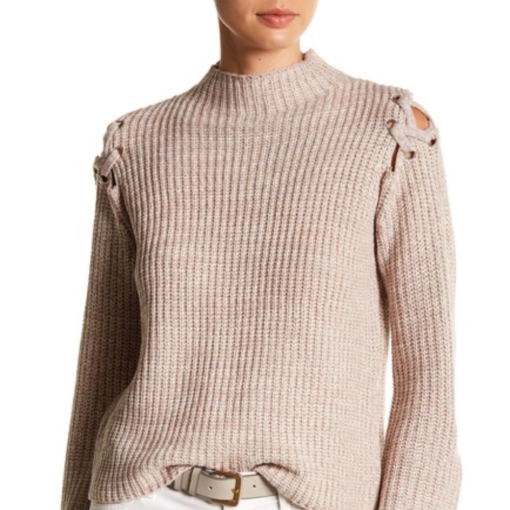John  + Jenn Lace Up Cold Shoulder Sweater